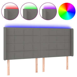 vidaXL LED-voodipeats, tumehall, 163x16x118/128 cm, kangas