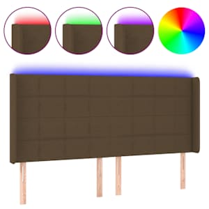 Čelo postele s LED tmavě hnědé 163 x 16 x 118/128 cm textil - obrázek 2