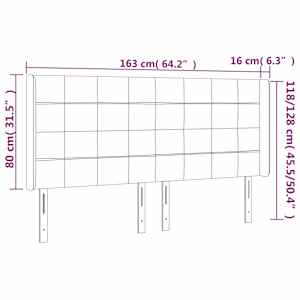 Čelo postele s LED tmavě hnědé 163 x 16 x 118/128 cm textil - obrázek 6
