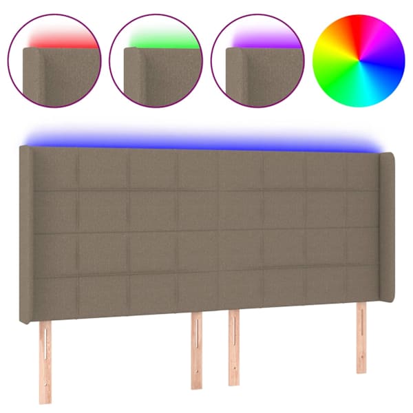 vidaXL LED-voodipeats, pruunikashall, 163x16x118/128 cm, kangas