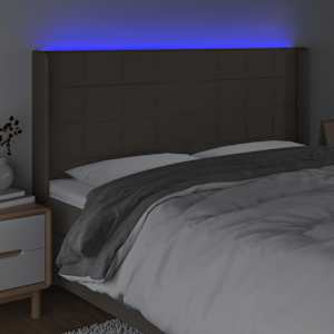 Čelo postele s LED taupe 163 x 16 x 118/128 cm textil - obrázek 4