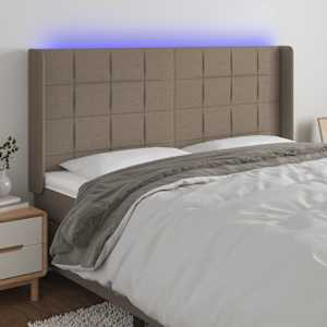 Čelo postele s LED taupe 163 x 16 x 118/128 cm textil - obrázek 1