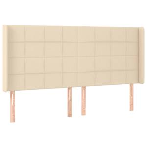 Čelo postele s LED krémové 163 x 16 x 118/128 cm textil - obrázek 3