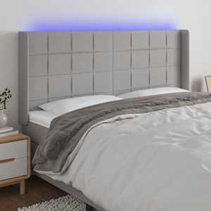 LED posteljno vzglavje svetlo sivo 203x16x118/128 cm blago