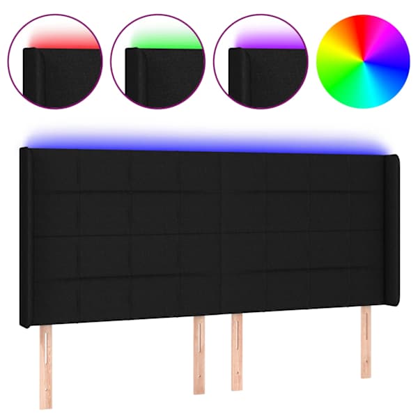vidaXL LED-voodipeats, must, 203x16x118/128 cm, kangas