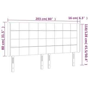 Čelo postele s LED černé 203 x 16 x 118/128 cm textil - obrázek 6