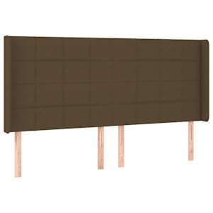 Čelo postele s LED tmavě hnědé 203 x 16 x 118/128 cm textil - obrázek 3
