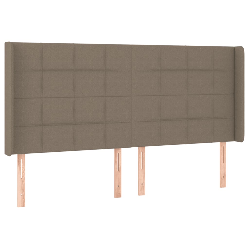 vidaXL Hoofdbord LED 203x16x118/128 cm stof taupe afbeelding