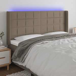Čelo postele s LED taupe 203 x 16 x 118/128 cm textil - obrázek 1