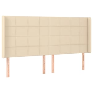 Čelo postele s LED krémové 203 x 16 x 118/128 cm textil - obrázek 3