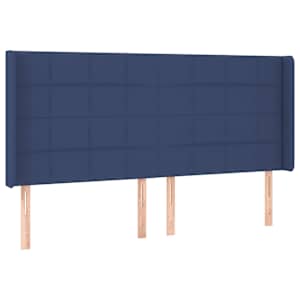 Čelo postele s LED modré 203 x 16 x 118/128 cm textil - obrázek 3