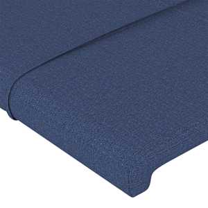 Čelo postele s LED modré 203 x 16 x 118/128 cm textil - obrázek 5