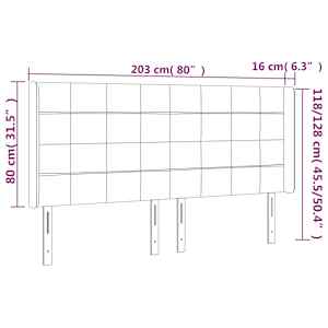 Čelo postele s LED modré 203 x 16 x 118/128 cm textil - obrázek 6