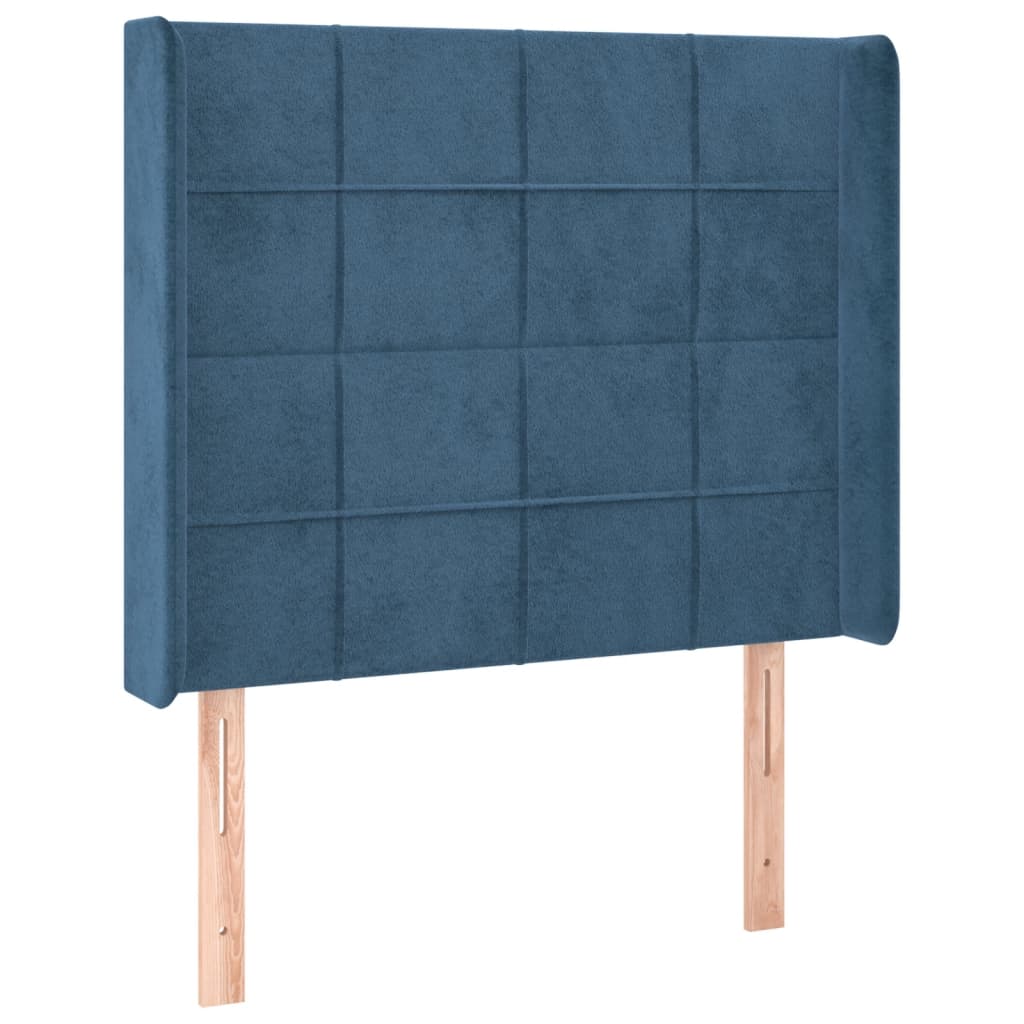 vidaXL Hoofdbord LED 83x16x118/128 cm fluweel donkerblauw afbeelding