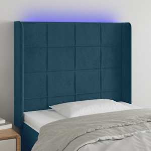 LED posteljno vzglavje temno modro 83x16x118/128 cm žamet