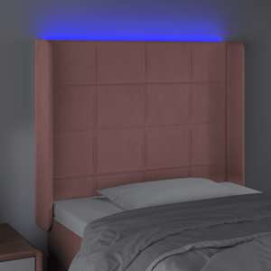Čelo postele s LED růžové 83 x 16 x 118/128 cm samet - obrázek 4