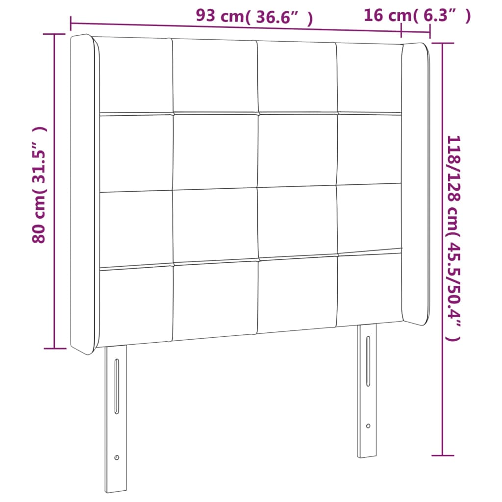 világosszürke bársony LED-es fejtámla 93x16x118/128 cm