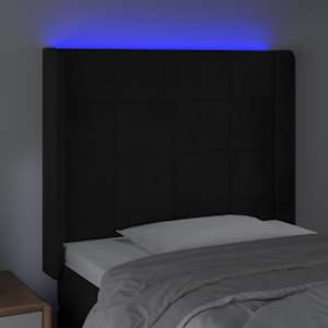 Čelo postele s LED černé 93 x 16 x 118/128 cm samet - obrázek 4
