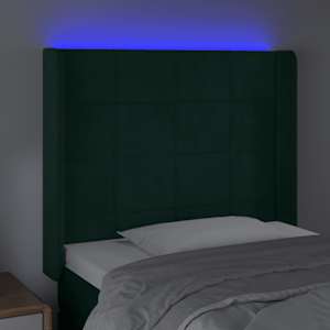 Čelo postele s LED tmavě zelené 93 x 16 x 118/128 cm samet - obrázek 4