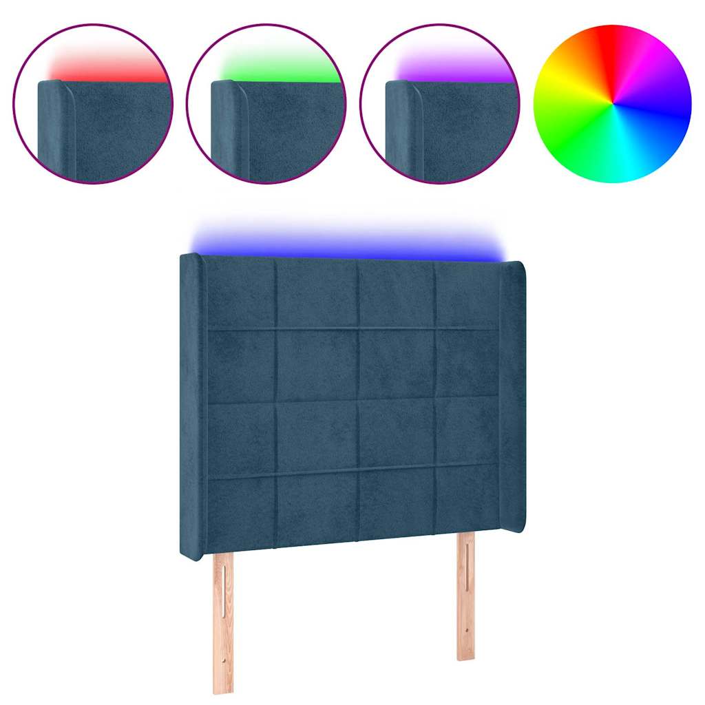 vidaXL Hoofdbord LED 93x16x118/128 cm fluweel donkerblauw blauw, foto 3