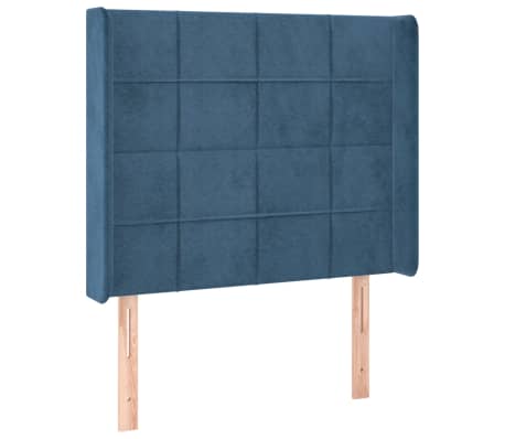 vidaXL LED h&ouml;fu&eth;gafl D&ouml;kkbl&aacute;tt 93x16x118/128 cm Flauel