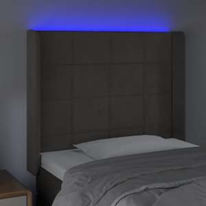 Čelo postele s LED tmavě šedé 103 x 16 x 118/128 cm samet - obrázek 4