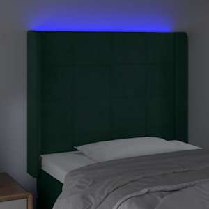 Čelo postele s LED tmavě zelené 103 x 16 x 118/128 cm samet - obrázek 4