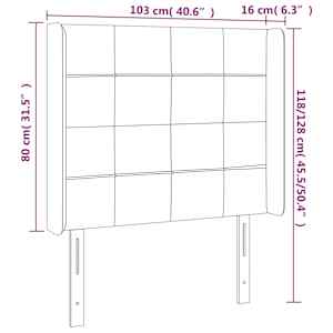Čelo postele s LED růžové 103 x 16 x 118/128 cm samet - obrázek 6