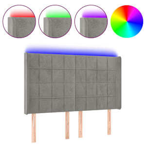 vidaXL LED-voodipeats, helehall, 147x16x118/128 cm, samet