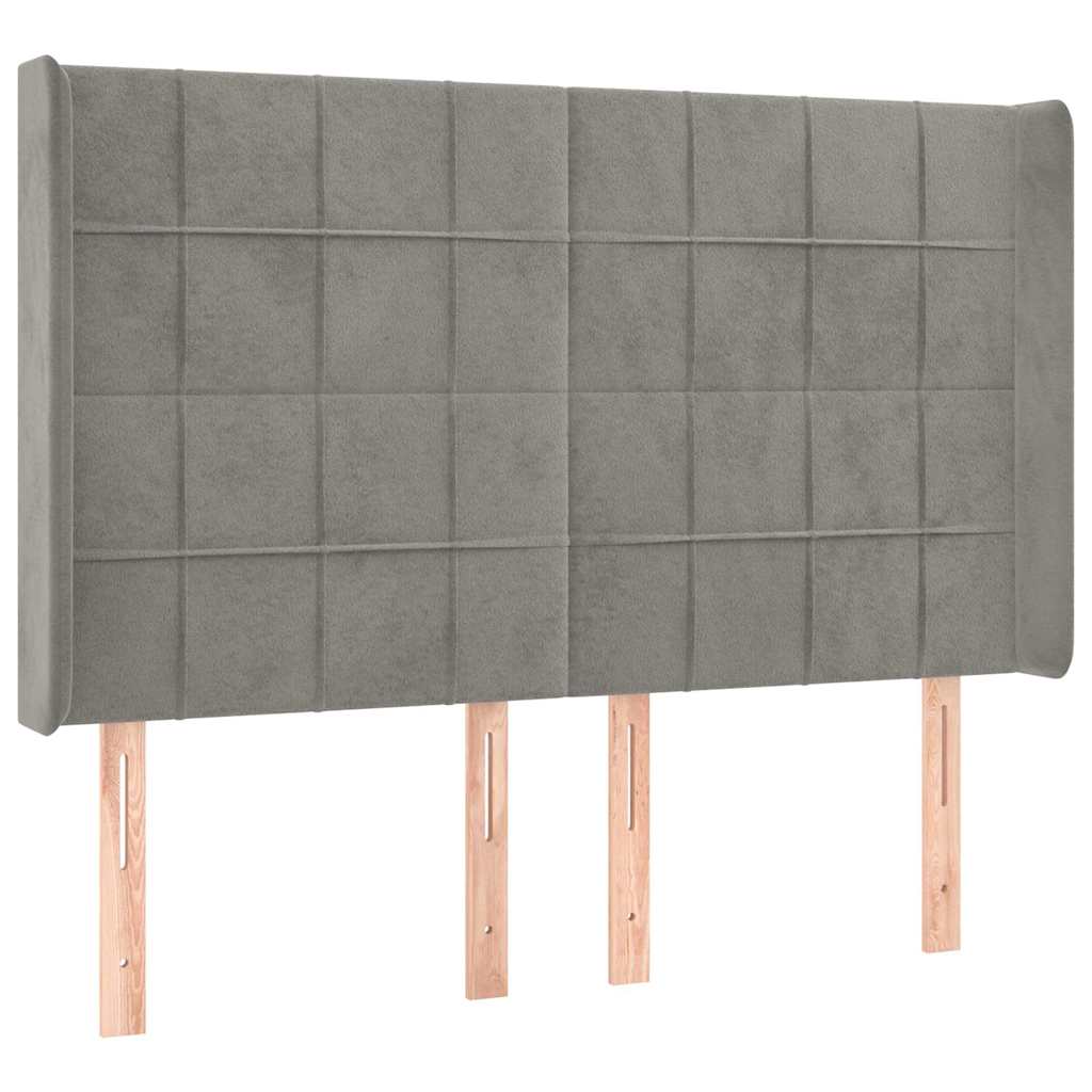 vidaXL Hoofdbord LED 147x16x118/128 cm fluweel lichtgrijs grijs, foto 4