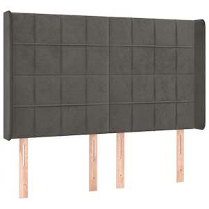 Čelo postele s LED tmavě šedé 147 x 16 x 118/128 cm samet - obrázek 3