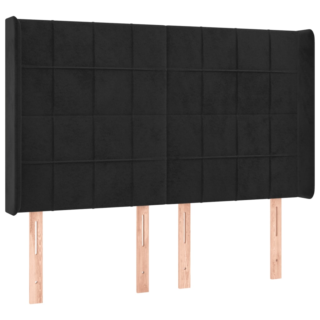 vidaXL Hoofdbord LED 147x16x118/128 cm fluweel zwart afbeelding