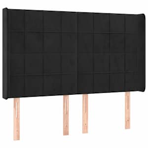 Čelo postele s LED černé 147 x 16 x 118/128 cm samet - obrázek 3