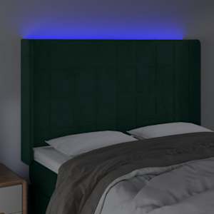 Čelo postele s LED tmavě zelené 147 x 16 x 118/128 cm samet - obrázek 4