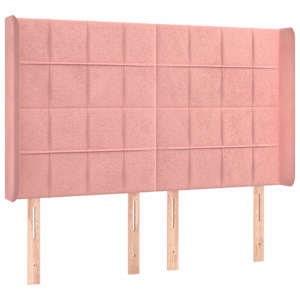 Čelo postele s LED růžové 147 x 16 x 118/128 cm samet - obrázek 3