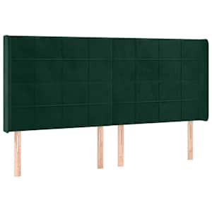 Čelo postele s LED tmavě zelené 163 x 16 x 118/128 cm samet - obrázek 3