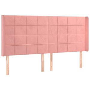 Čelo postele s LED růžové 163 x 16 x 118/128 cm samet - obrázek 3