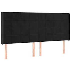 Čelo postele s LED černé 183 x 16 x 118/128 cm samet - obrázek 3