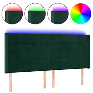 vidaXL LED-voodipeats, tumeroheline, 183x16x118/128 cm, samet