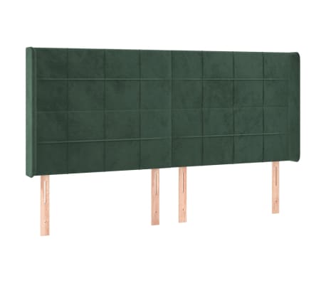 vidaXL T&ecirc;te de lit &agrave; LED Vert fonc&eacute; 183x16x118/128 cm Velours