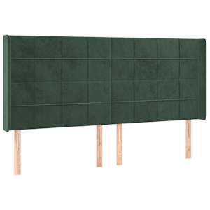 vidaXL T&ecirc;te de lit &agrave; LED Vert fonc&eacute; 183x16x118/128 cm Velours