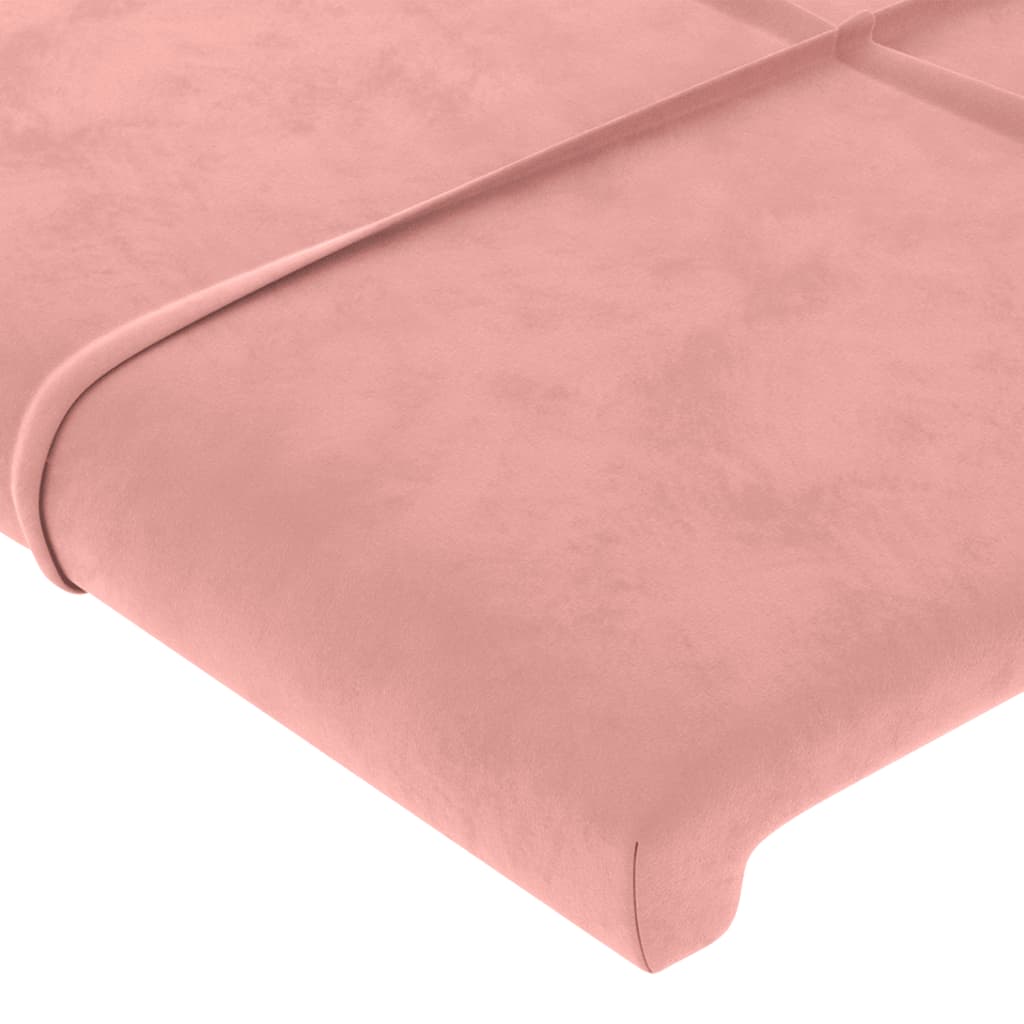 gultas galvgalis ar LED, 183x16x118/128 cm, rozā samts | Stepinfit.lv