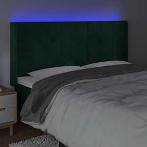 Čelo postele s LED tmavě zelené 203 x 16 x 118/128 cm samet - obrázek 4