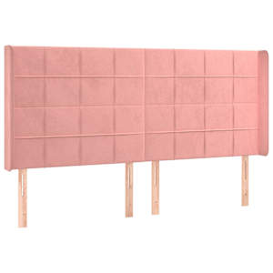 Čelo postele s LED růžové 203 x 16 x 118/128 cm samet - obrázek 3