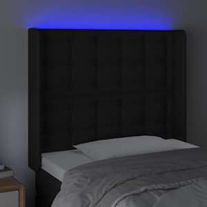 Čelo postele s LED černé 83 x 16 x 118/128 cm umělá kůže - obrázek 4