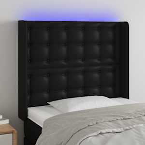 Čelo postele s LED černé 83 x 16 x 118/128 cm umělá kůže - obrázek 1