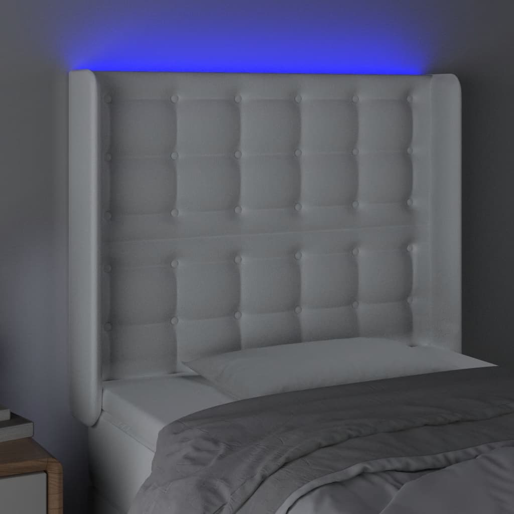 VidaXL Čelo postele biele 83x16x118/128 cm umelá koža