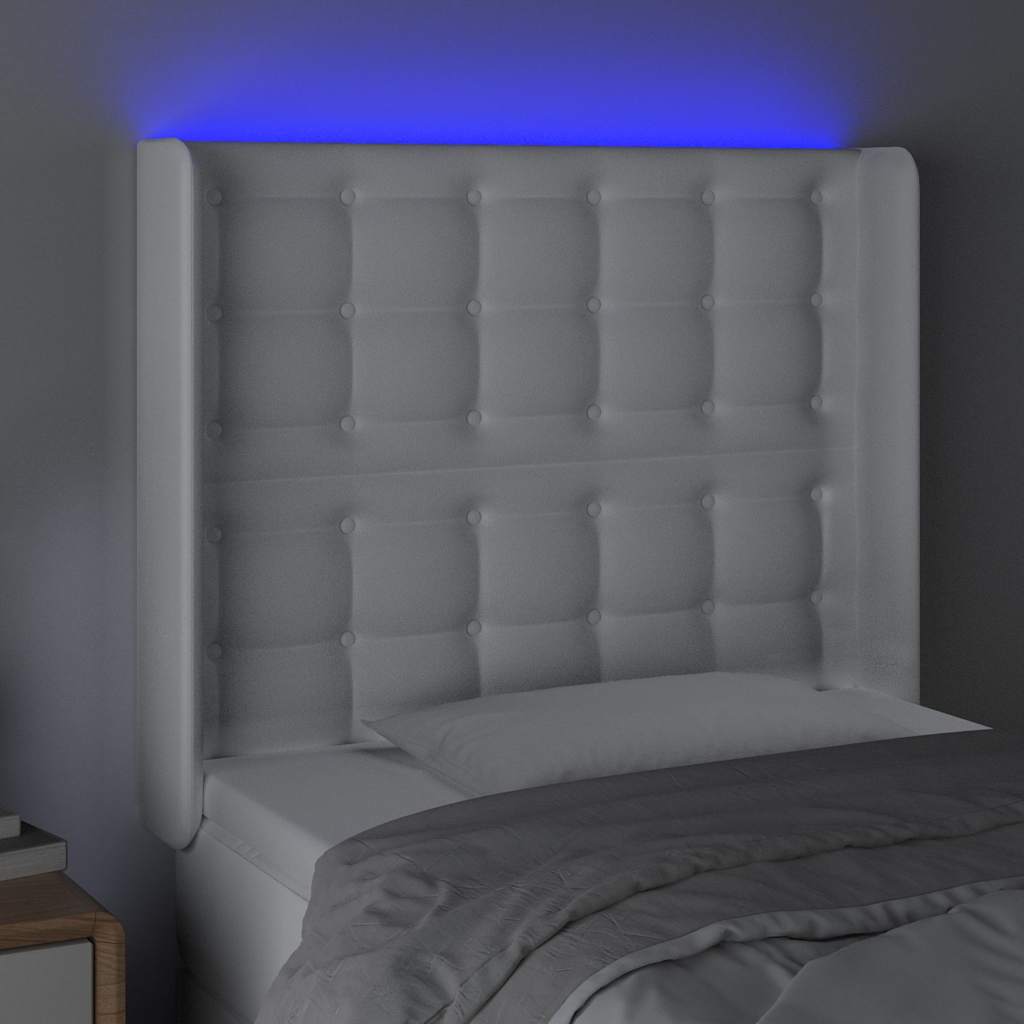 vidaXL Hoofdbord LED 83x16x118/128 cm kunstleer wit, foto 2