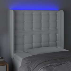 Čelo postele s LED bílé 83 x 16 x 118/128 cm umělá kůže - obrázek 4
