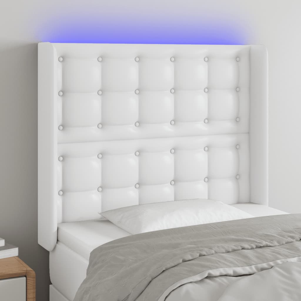 VidaXL Čelo postele biele 83x16x118/128 cm umelá koža